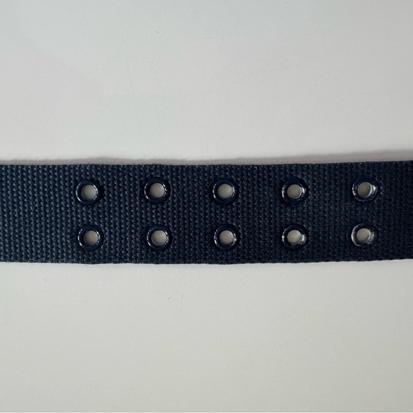 Balenciaga navy canvas belt with leather trim and metal buckle. SS 2011 - Picture 3 of 4